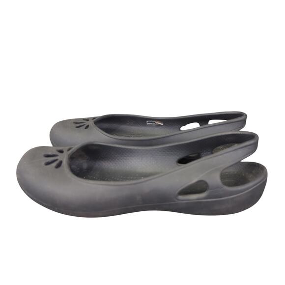 Crocs Taylor Slingback Slip-on Shoes 200092 Black Round Toe Flats Women's Size 7 - Picture 2 of 8